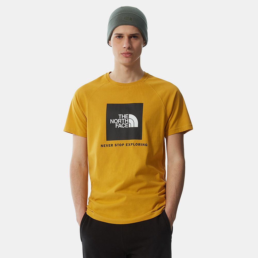 The North Face T-Shirts Mens Australia - The North Face Raglan Redbox Yellow (PWI-374180)